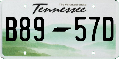 TN license plate B8957D
