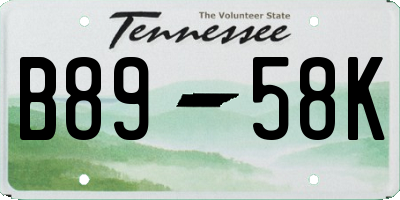 TN license plate B8958K