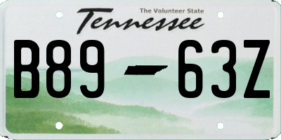 TN license plate B8963Z