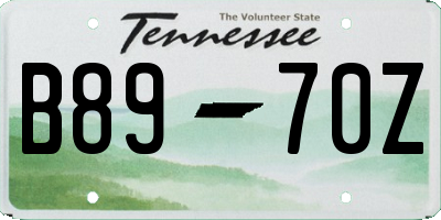 TN license plate B8970Z