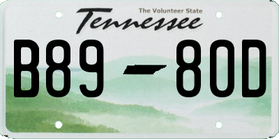TN license plate B8980D