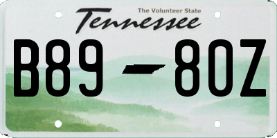 TN license plate B8980Z