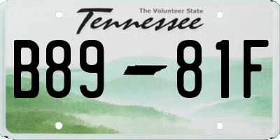 TN license plate B8981F
