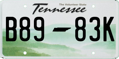 TN license plate B8983K