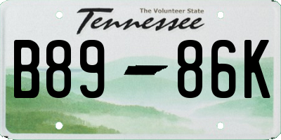 TN license plate B8986K