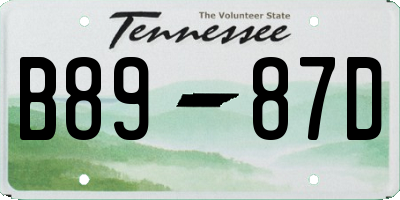 TN license plate B8987D