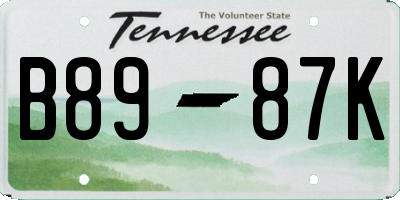 TN license plate B8987K