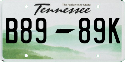 TN license plate B8989K
