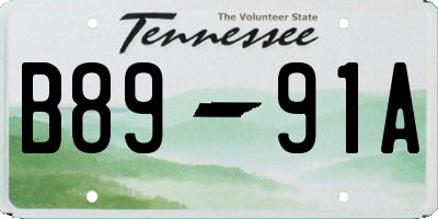 TN license plate B8991A
