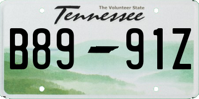 TN license plate B8991Z