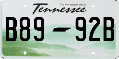 TN license plate B8992B