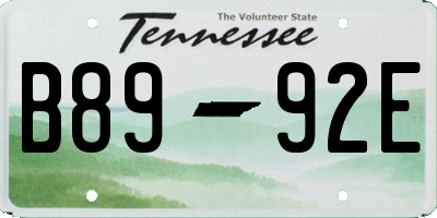 TN license plate B8992E