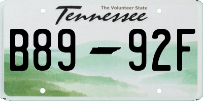 TN license plate B8992F