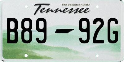 TN license plate B8992G