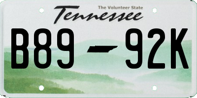 TN license plate B8992K