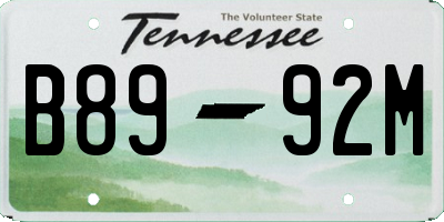 TN license plate B8992M