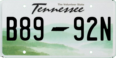 TN license plate B8992N