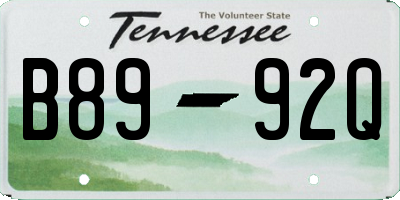 TN license plate B8992Q