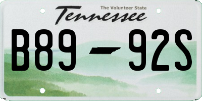 TN license plate B8992S