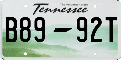 TN license plate B8992T
