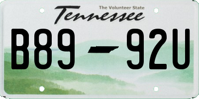 TN license plate B8992U