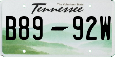 TN license plate B8992W