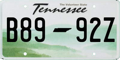 TN license plate B8992Z