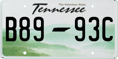 TN license plate B8993C
