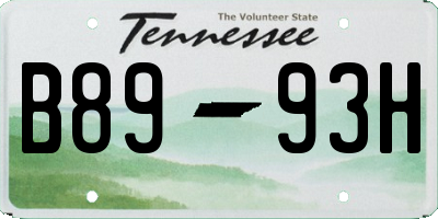 TN license plate B8993H