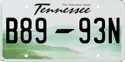 TN license plate B8993N