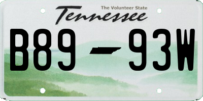 TN license plate B8993W