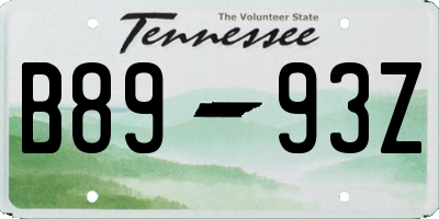 TN license plate B8993Z