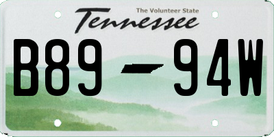 TN license plate B8994W