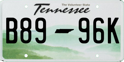 TN license plate B8996K