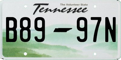 TN license plate B8997N