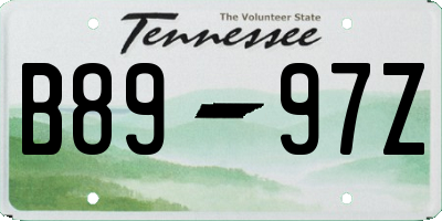 TN license plate B8997Z