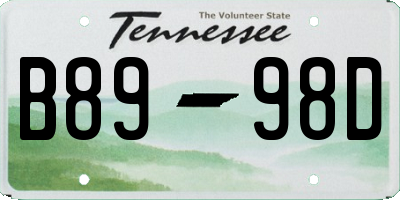 TN license plate B8998D