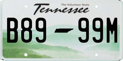 TN license plate B8999M