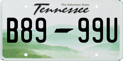 TN license plate B8999U