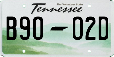 TN license plate B9002D