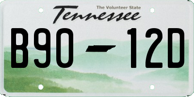 TN license plate B9012D