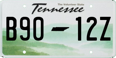TN license plate B9012Z
