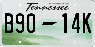 TN license plate B9014K