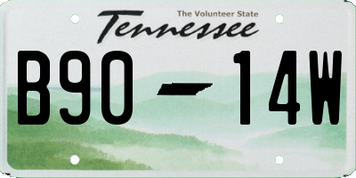 TN license plate B9014W