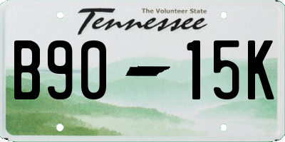 TN license plate B9015K