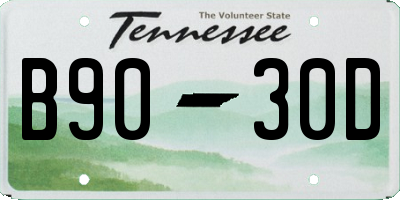 TN license plate B9030D