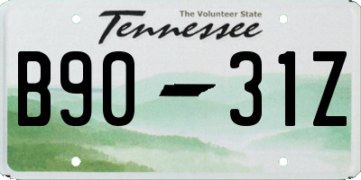 TN license plate B9031Z