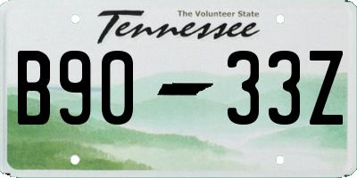TN license plate B9033Z
