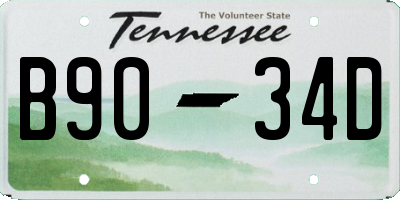 TN license plate B9034D