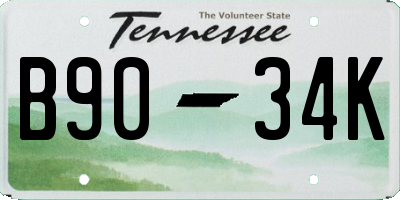 TN license plate B9034K